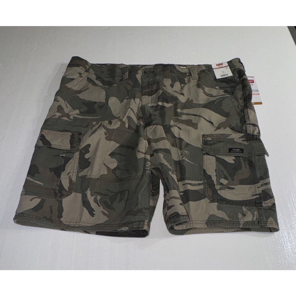 Men's Wrangler Flex Cargo Camo Shorts‎ Relaxed Fit Tech Pocket Size 46